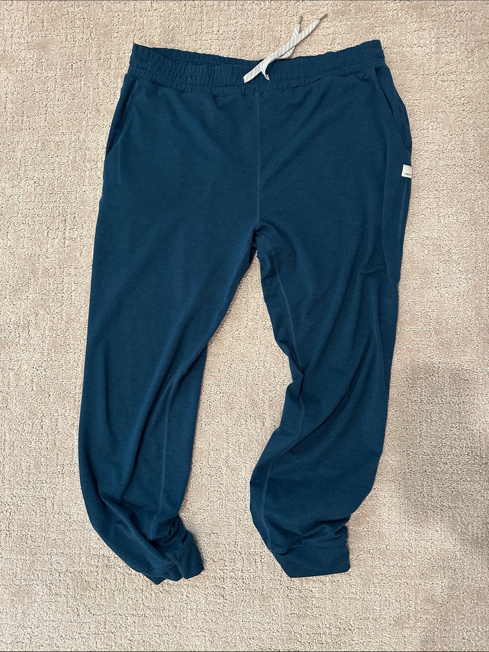Vuori Teal Performance Jogger and Zip Hoodie with Cream Drawstrings MATCHING SET - Picture 3 of 4